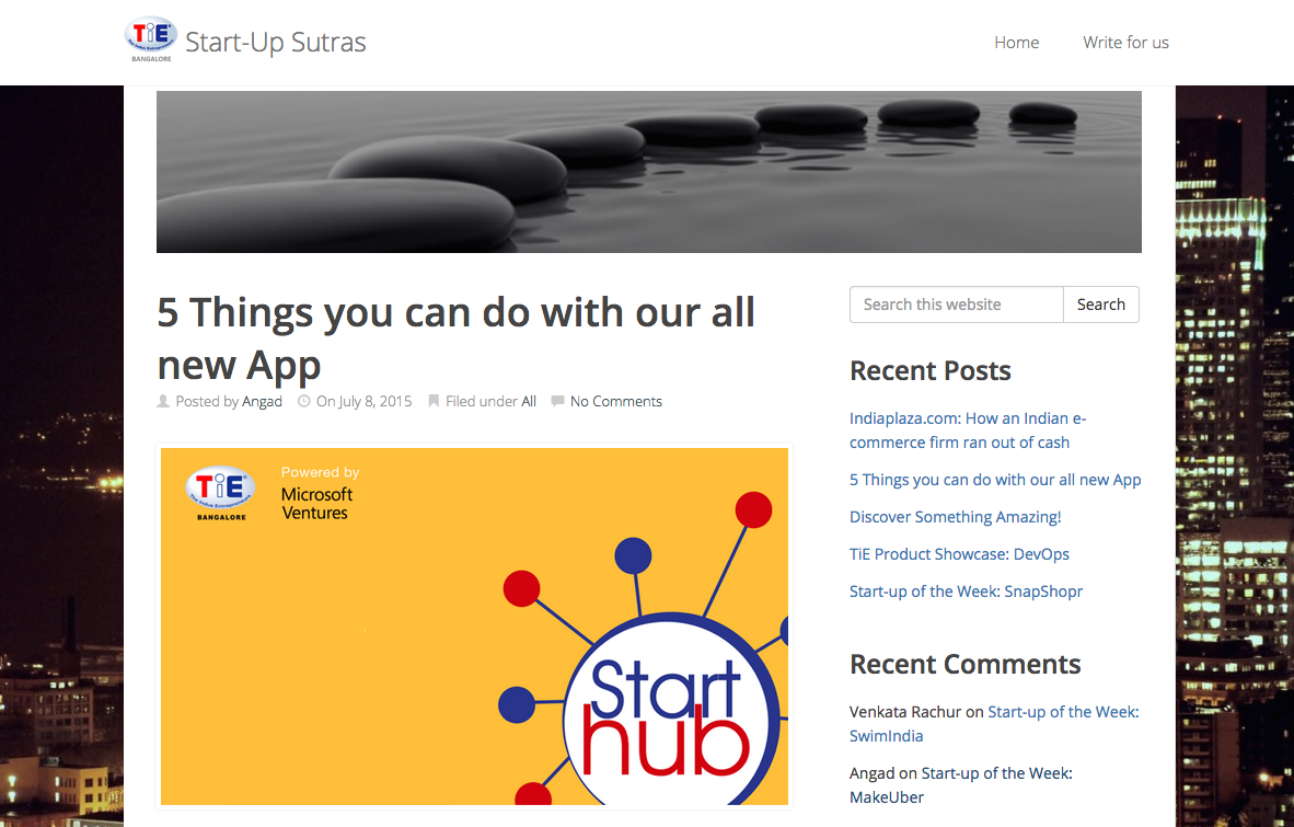 Blog post about StartHUB app