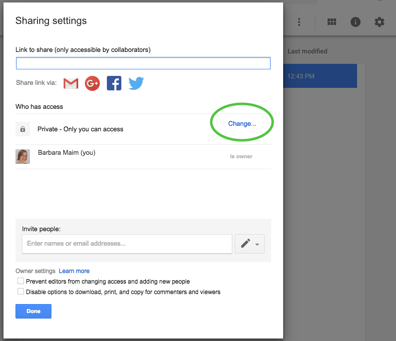 modifier la configuration de partage