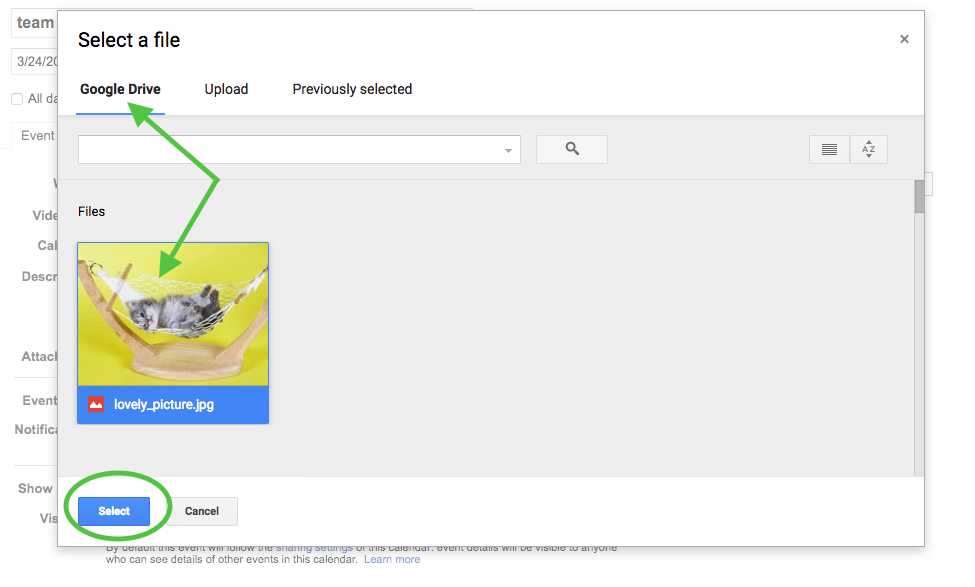 Sélectionner image dans Google Drive