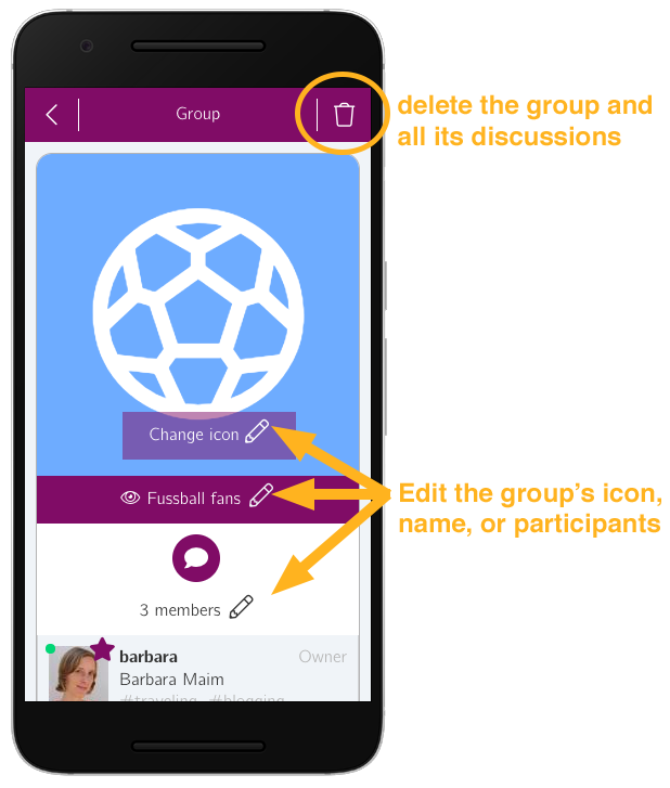 Edit or delete a group