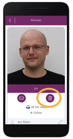 Delete a member directly from the app